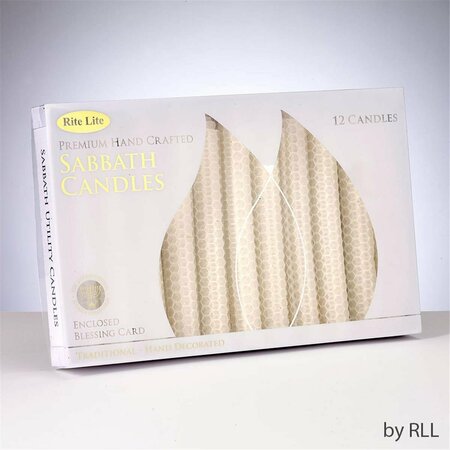 RITE LITE 5.5 in. Premium White Honeycomb Beeswax Shabbat Candles, 12 Piece C-15-W
